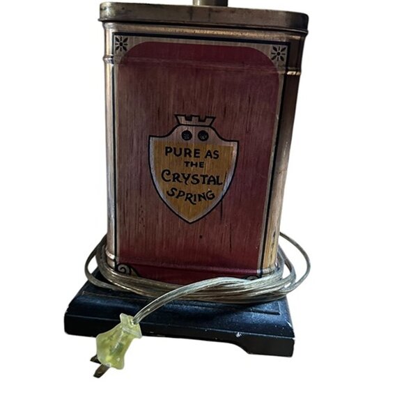 Slade's Caramel Toffy Tin Vintage Table Lamp Corded Electric with Red Shade - Picture 5 of 6